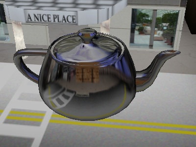 The cube map on a teapot.
