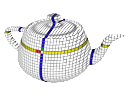 Teapot with a grid applied, rotated